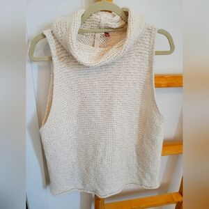 Pilcro Anthropologie Rolled Mock-Neck Sweater Tank Ivory